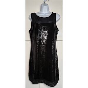 The Limited Dress Black Cocktail Sleeveless Sequins Size MEDIUM Mesh Top and Hem